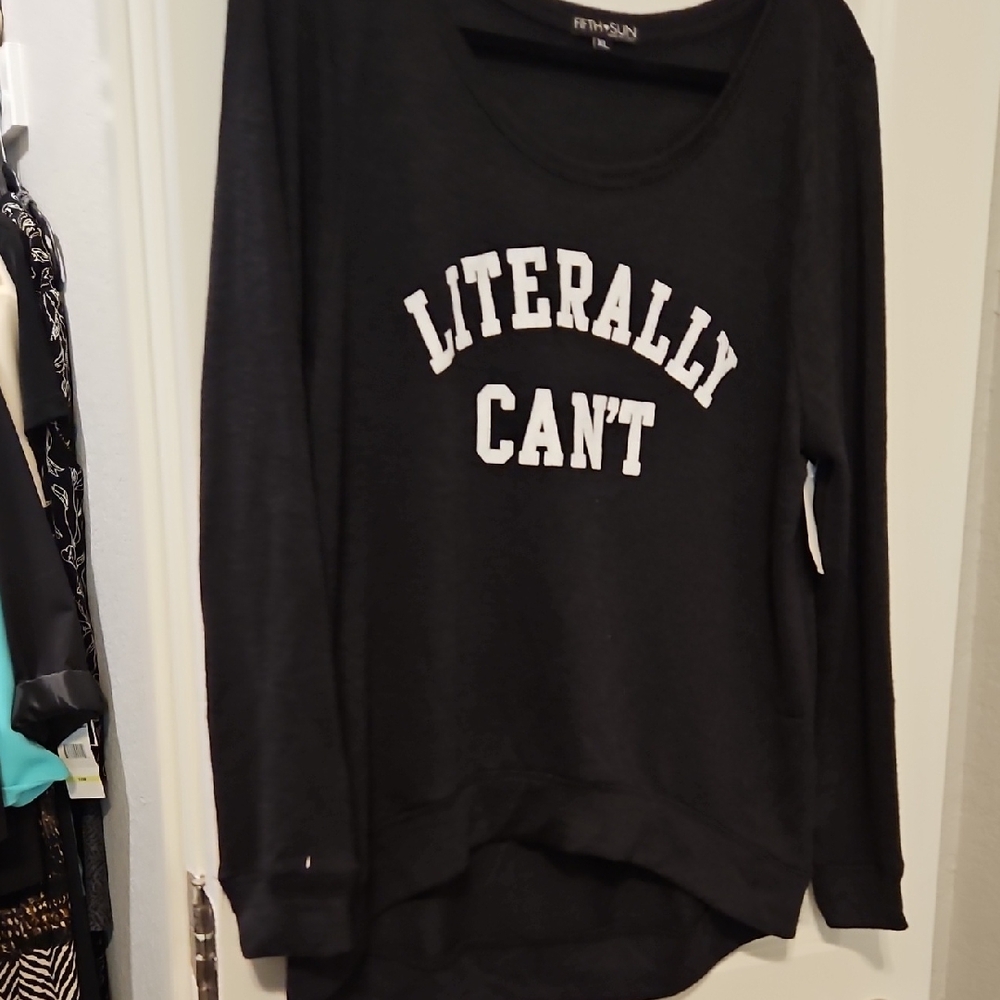 Fifth Sun Black Asymmetrical Long Sleeve Hoodie